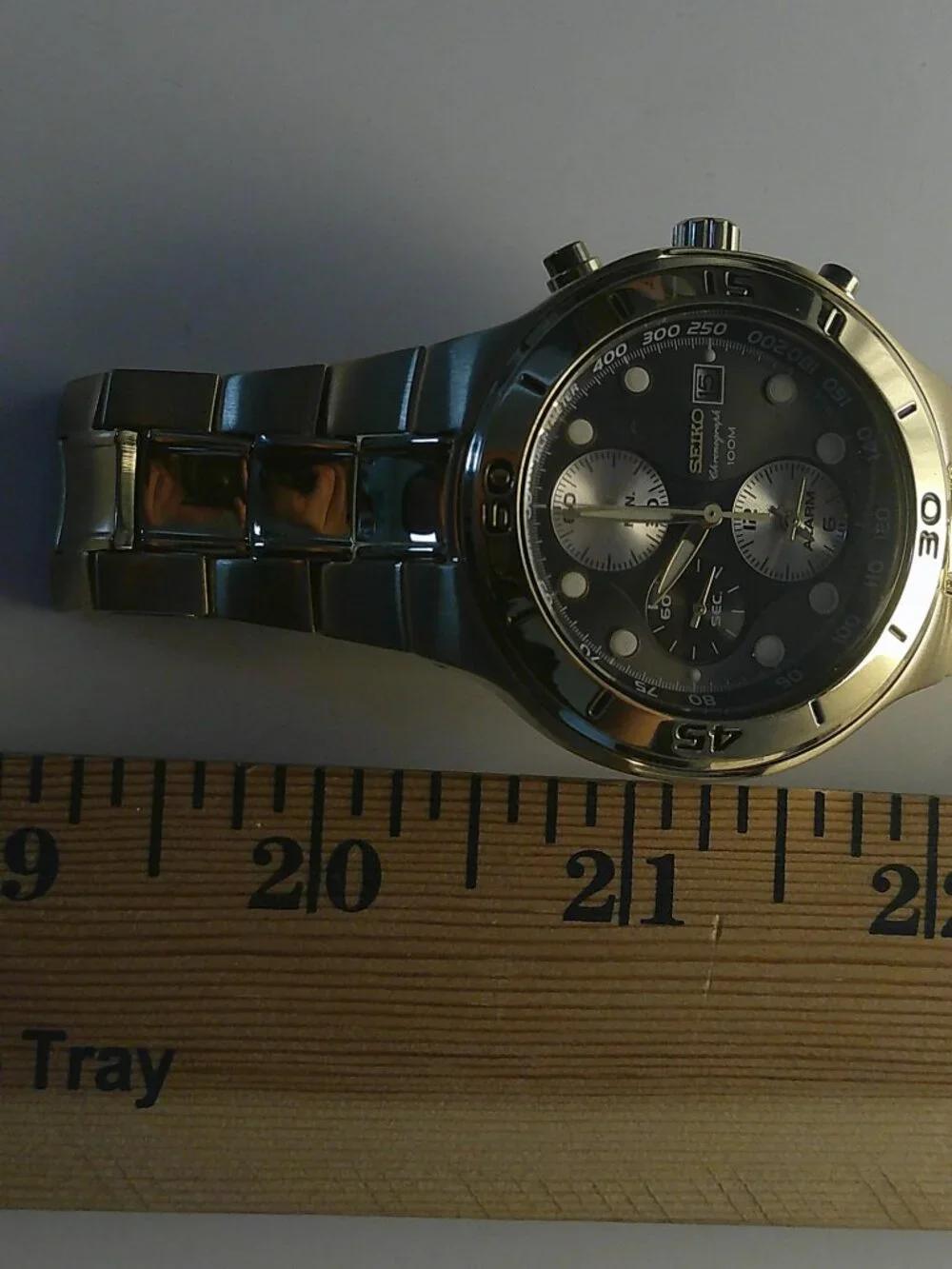 Seiko Chronograph Watch | Gold-Tone | Black Dial | Alarm Function | 100M Water